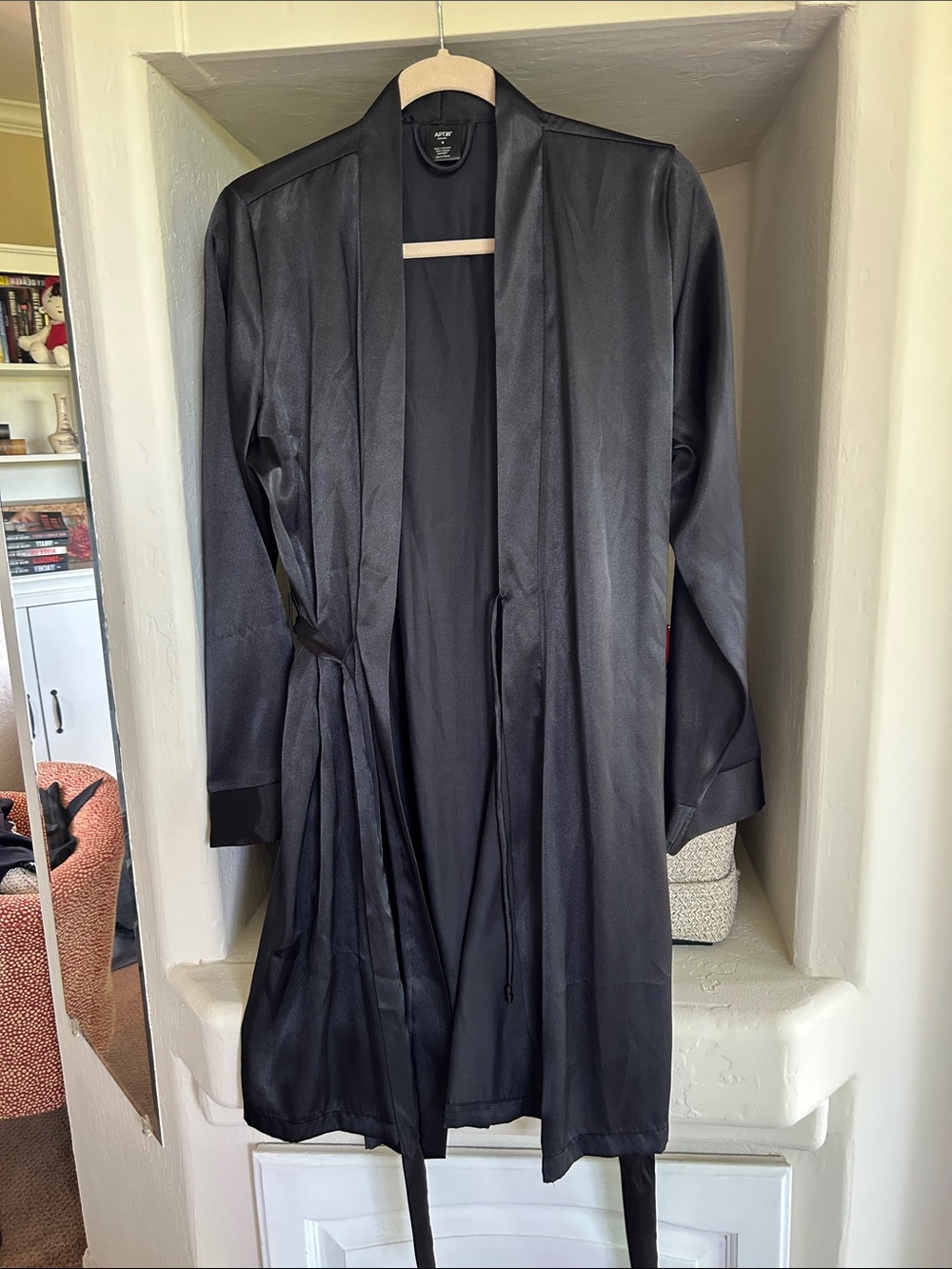 Apt. 9 Men's Black Open-Front Trench Coat with Self-Tie